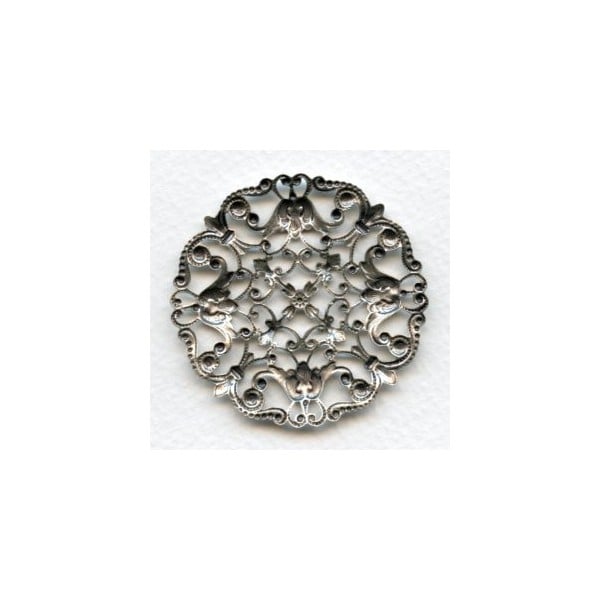 Ornately Detailed Round Filigree Stamping Oxidized Silver (1) - Image 2
