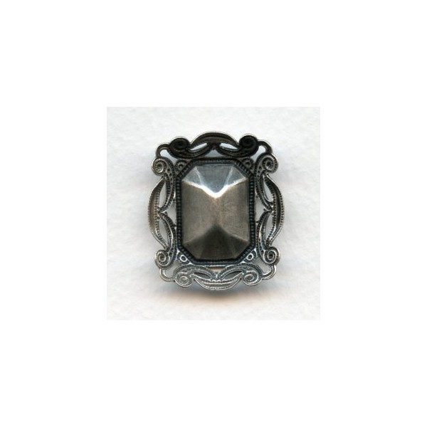 Filigree Edge 18x13mm Octagon Setting Oxidized Silver (1) - Image 2