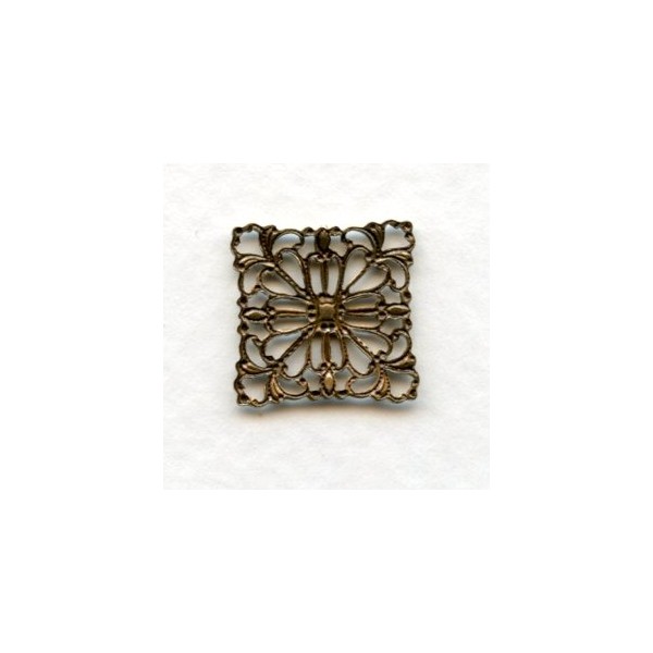 Square Flat Filigree Connector Oxidized Brass (12) - Image 2