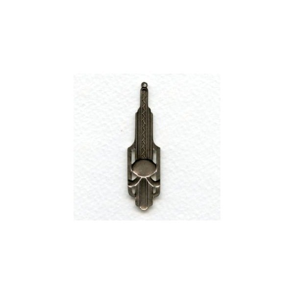 Dramatic Art Deco Oxidized Silver Pendant Drops (2) - Image 2