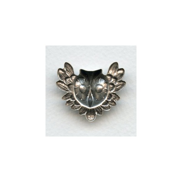 Feathered Owl Faces Oxidized Silver 31x27mm (4) - Image 2