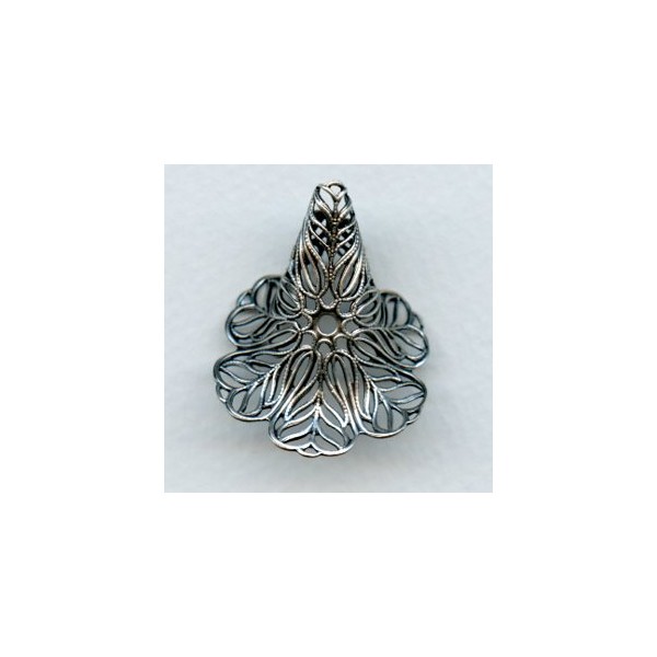 Flower Shaped Filigree Cone Oxidized Silver 34mm (1) - Image 2