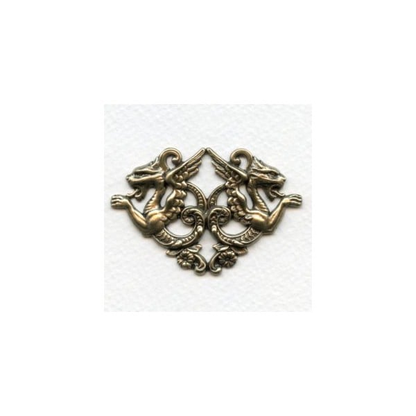 Chimaeras Plaque Oxidized Brass 58mm (1)