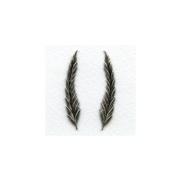 Long Slender Leaves Right and Left Oxidized Silver (1 Set)