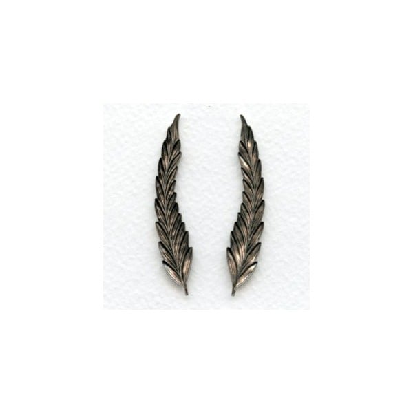Long Slender Leaves Right and Left Oxidized Silver (1 Set) - Image 2