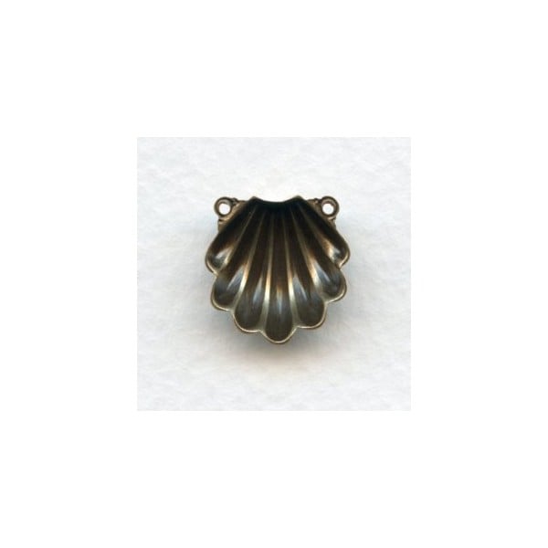 Shell-Shaped Connectors Oxidized Brass 16x15mm (4) - Image 2