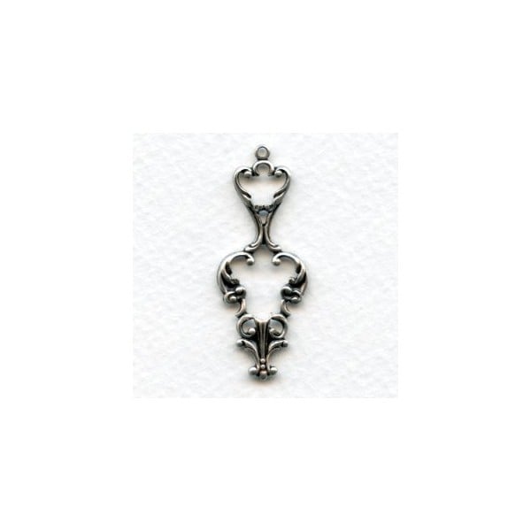 Ornate Openwork 44mm Pendant Drops Oxidized Silver (6)