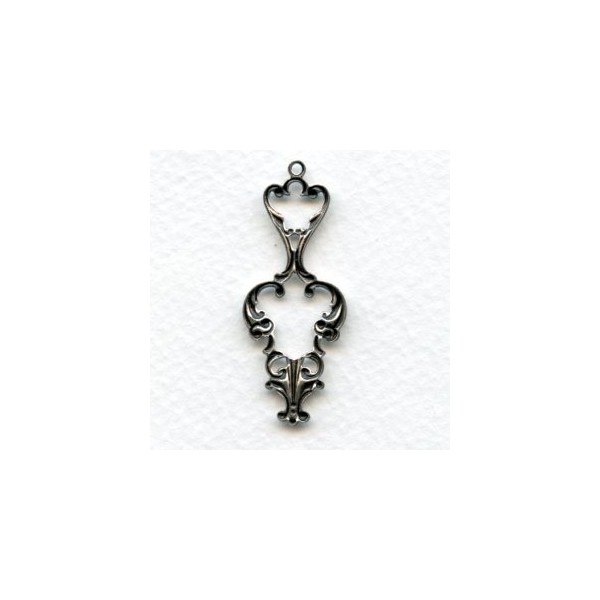 Ornate Openwork 44mm Pendant Drops Oxidized Silver (6) - Image 2