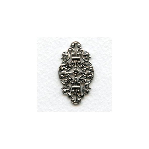 Victorian Style Filigree Oxidized Silver 33mm (6)
