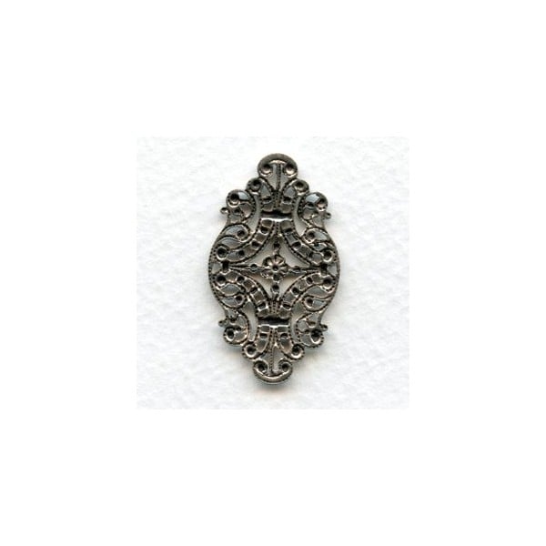 Victorian Style Filigree Oxidized Silver 33mm (6) - Image 2