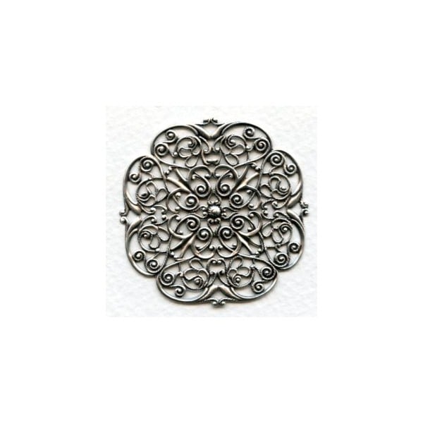 Filigree Ornate Flat 48mm Oxidized Silver (1)