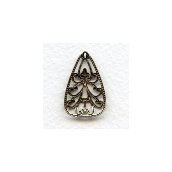 Ornate Filigree Pendant Oxidized Brass 25mm (6) - Image 2