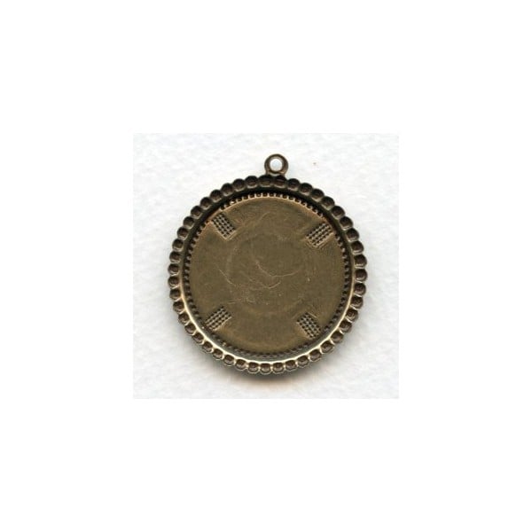 Oxidized Brass Beaded Edge 25mm Setting Bases (3) - Image 2