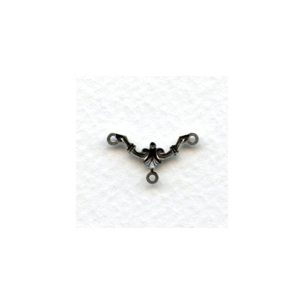 Three Loop Deco Style 18mm Connectors Oxidized Silver (6) - Image 2
