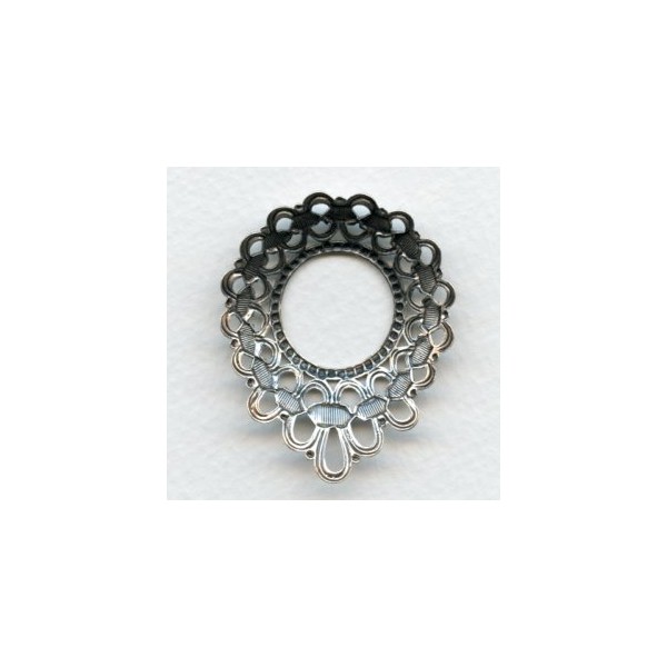 Ribbon Detail Pendant Frame Oxidized Silver 47mm (1) - Image 2