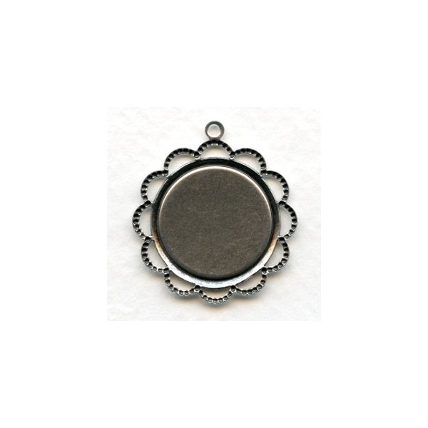 Filigree Edge 18mm Setting Oxidized Silver (6) - Image 2