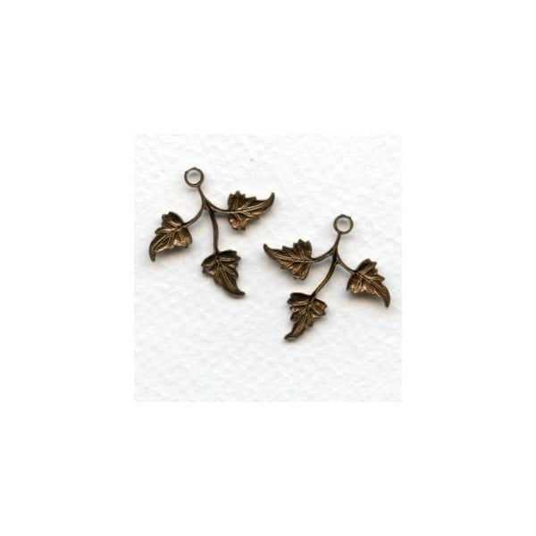 Three Leaf Sprays Oxidized Brass Right Left (6 Sets) - Image 2