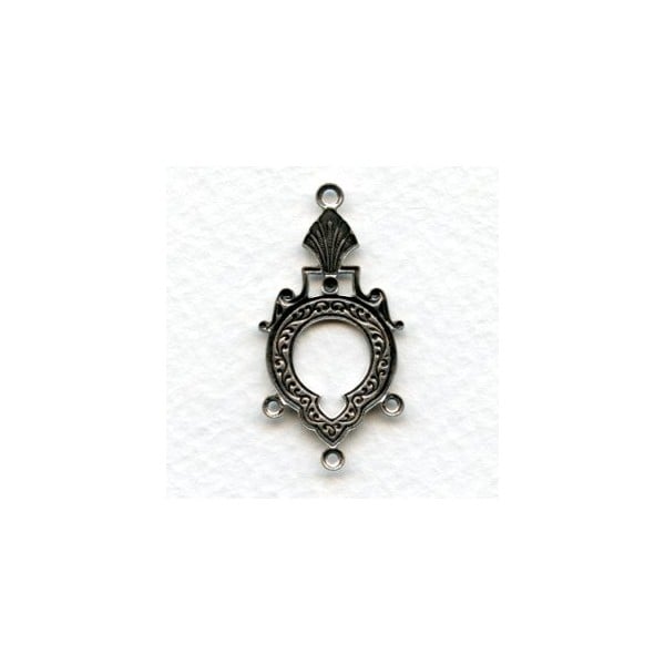 Three Strand Connectors Keyhole Detail Oxidized Silver (4) - Image 2