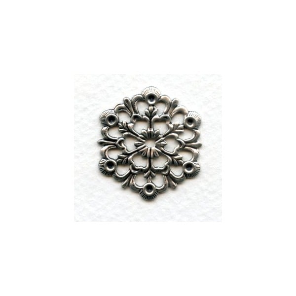 Rosettes for Rhinestones Oxidized Silver 29mm (6)