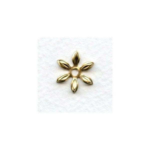 Cut Out Detail Petals Flower Bead Caps Raw Brass (12)