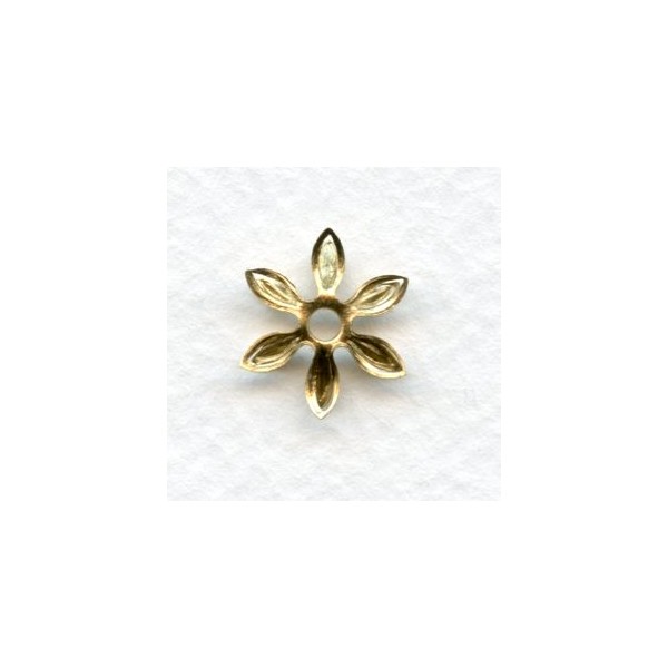 Cut Out Detail Petals Flower Bead Caps Raw Brass (12) - Image 2
