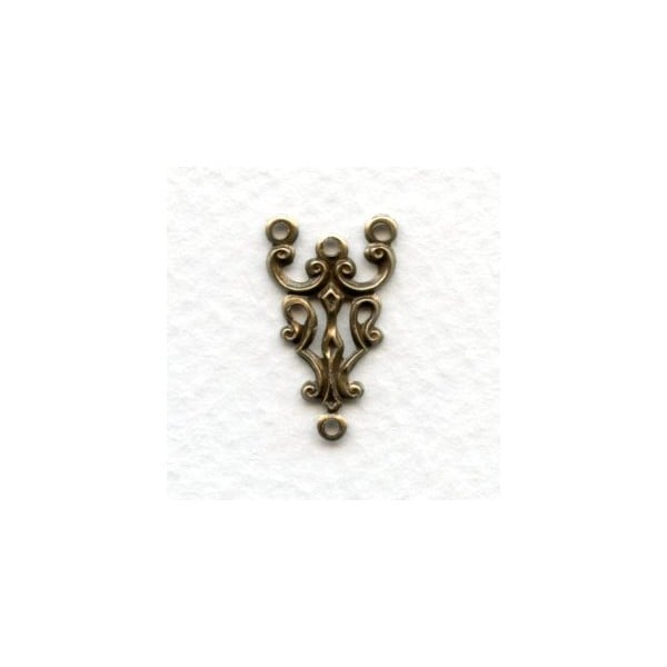 Gothic Style Three Strand Connectors Oxidized Brass (12)