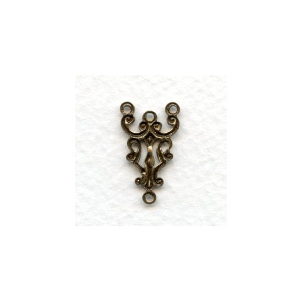 Gothic Style Three Strand Connectors Oxidized Brass (12) - Image 2