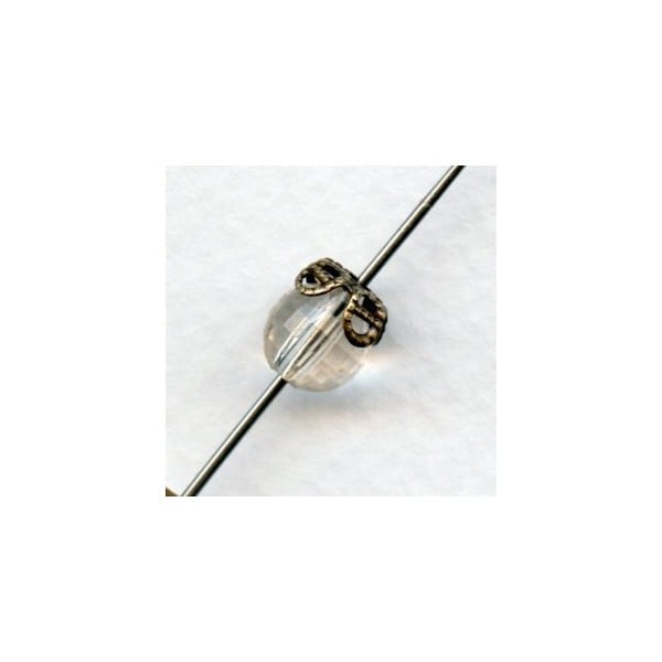 Filigree 7mm Oxidized Brass Four Petal Bead Caps (12) - Image 2