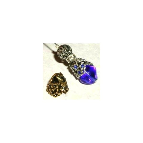 Add Some Bling! Oxidized Silver Floral 12mm Bead Caps (4) - Image 2