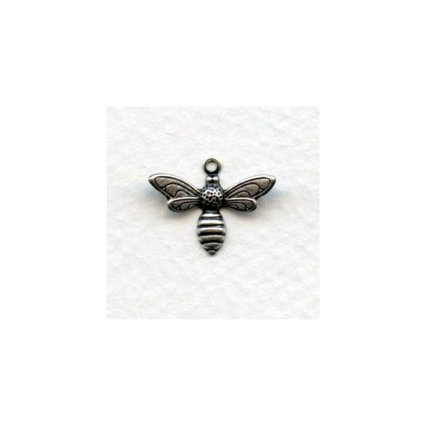 Bee Pendants Oxidized Silver 17mm (12)