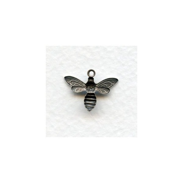 Bee Pendants Oxidized Silver 17mm (12) - Image 2