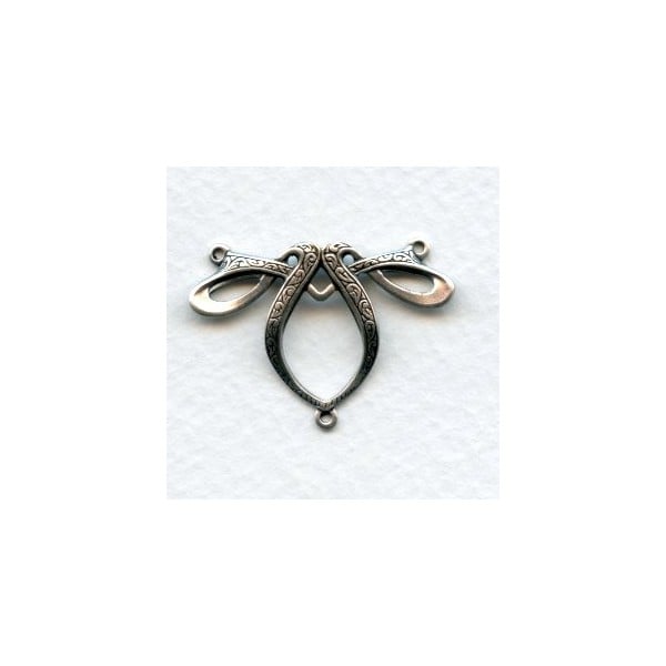Fancy Ribbon Style 3 Way Connector Oxidized Silver (3)