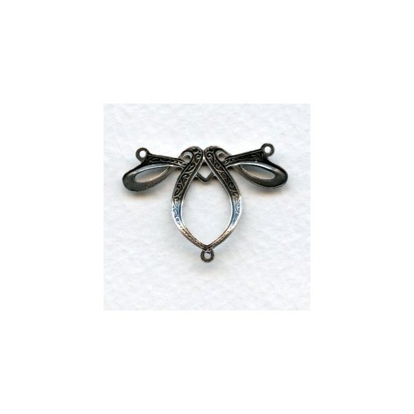Fancy Ribbon Style 3 Way Connector Oxidized Silver (3) - Image 2