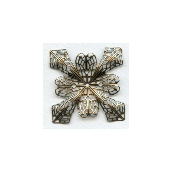 Grand Filigree Four Point Stamping Oxidized Brass (1)