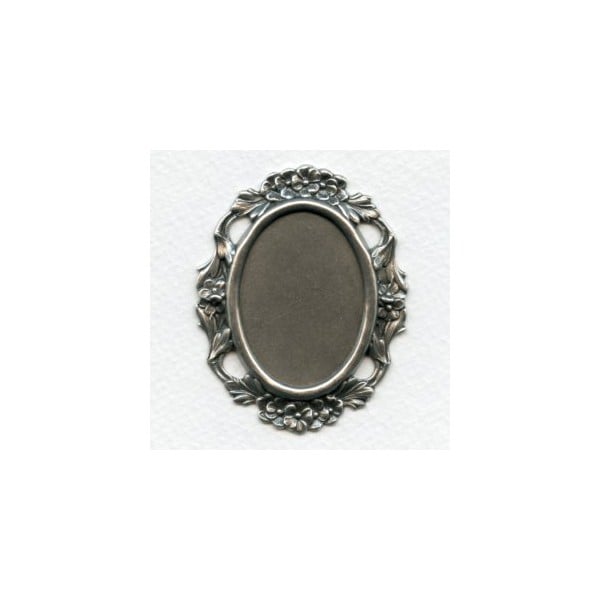 Floral Edge Plaque 38x28mm Setting Oxidized Silver (1)