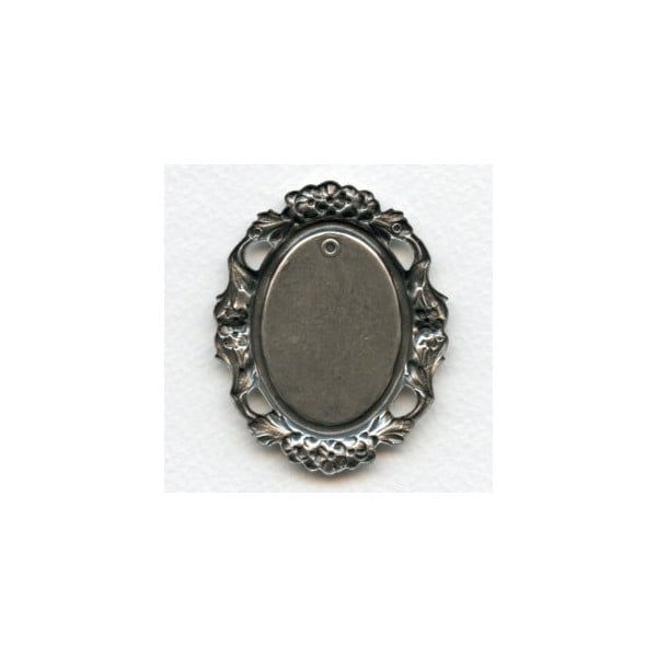 Floral Edge Plaque 38x28mm Setting Oxidized Silver (1) - Image 2