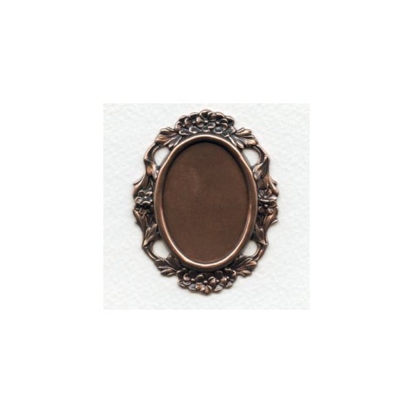 Floral Edge Plaque 38x28mm Setting Oxidized Copper (1)