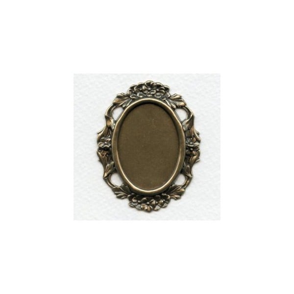 Floral Edge Plaque 38x28mm Setting Oxidized Brass (1)