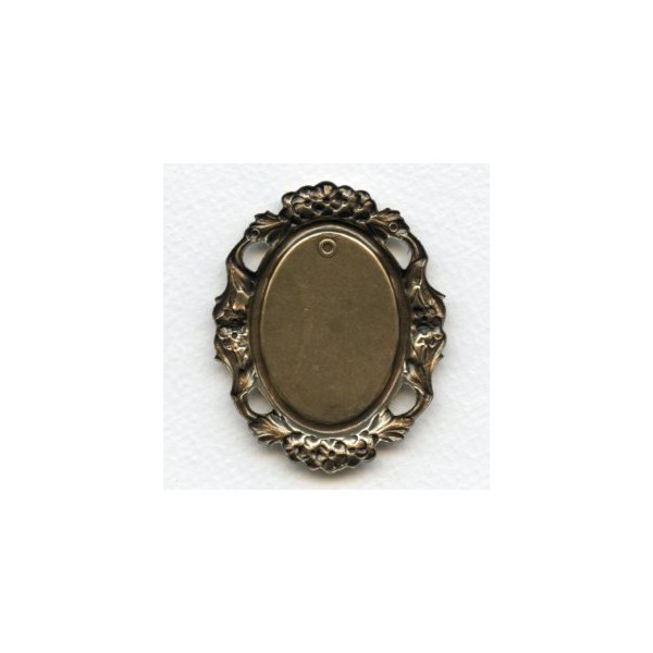 Floral Edge Plaque 38x28mm Setting Oxidized Brass (1) - Image 2
