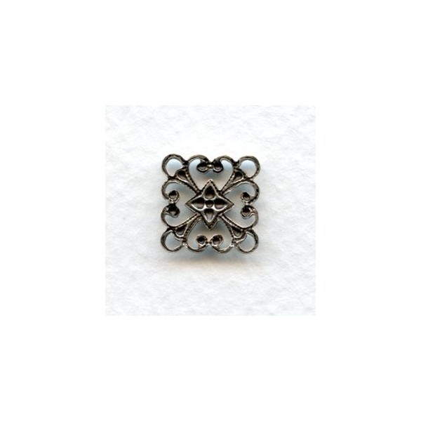Square 12mm Filigree Connector Oxidized Silver (6) - Image 2