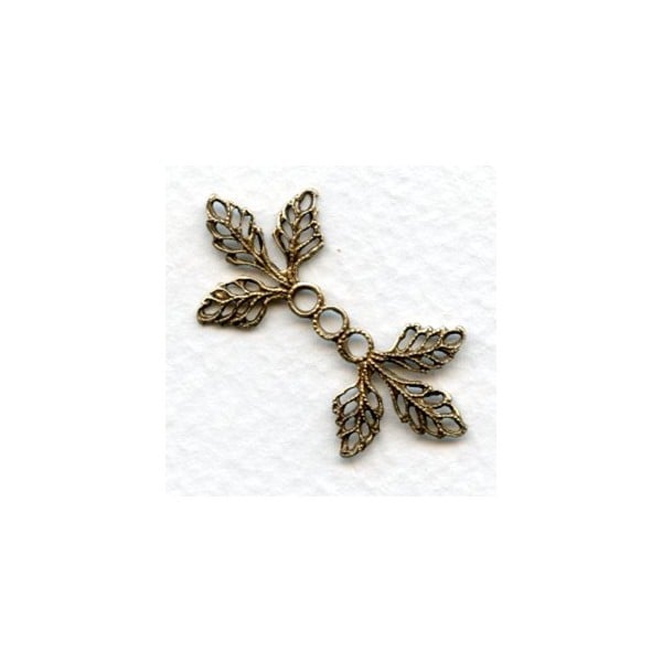 Filigree Leaves Connectors Oxidized Brass 36mm (6)