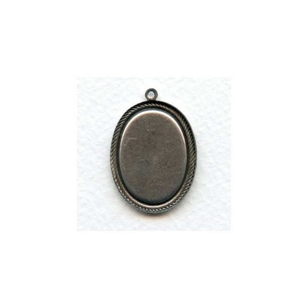 Rope Edge Settings 25x18mm Oxidized Silver (6) - Image 2