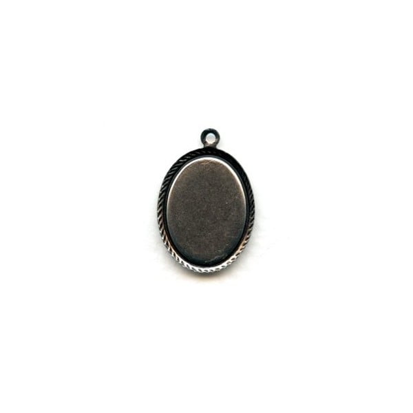Rope Edge Settings 18x13mm Oxidized Silver (6) - Image 2