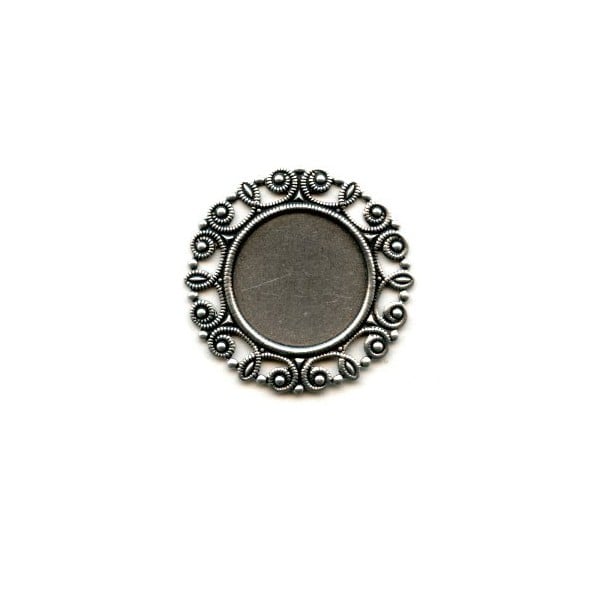 Ornate Edge 18mm Flat Back Settings Oxidized Silver (6)