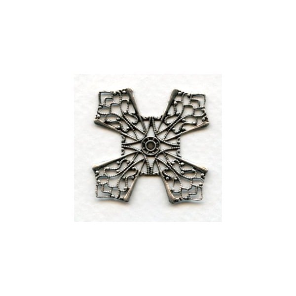 Flat Filigree Four Points Oxidized Silver 32mm (1)