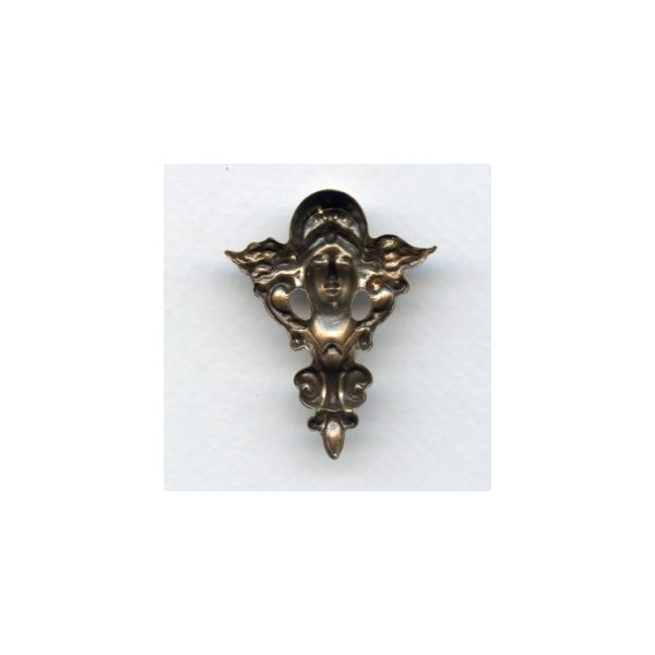 Art Nouveau Mucha Inspired Stamping Oxidized Brass Cherub (1) - Image 2