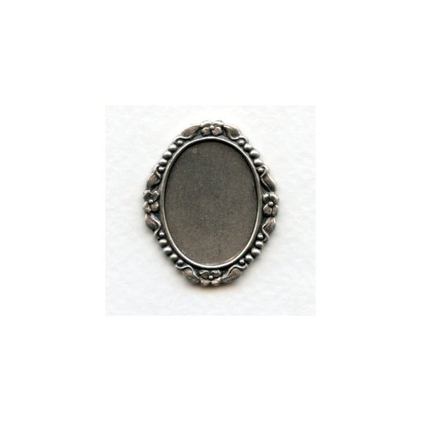 Ornate Floral Setting Base Oxidized Silver 25x18mm (1)