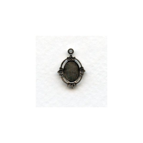 Floating Leaves Settings 8x6mm Oxidized Silver (12) - Image 2
