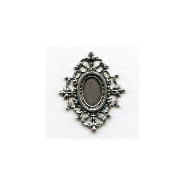Ornate Filigree Setting 13x9mm Oxidized Silver (1)
