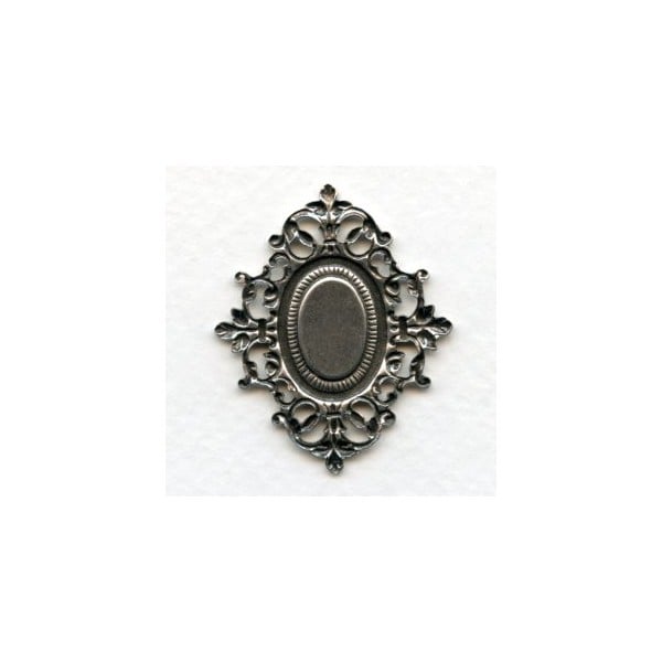 Ornate Filigree Setting 13x9mm Oxidized Silver (1) - Image 2